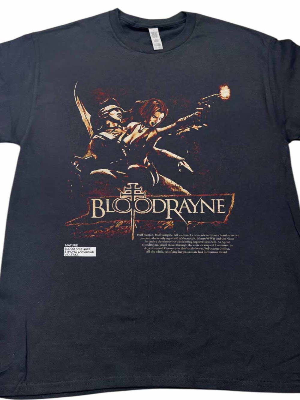 Gildan Black BloodRayne Graphic Tee with Gold-Orange Accents